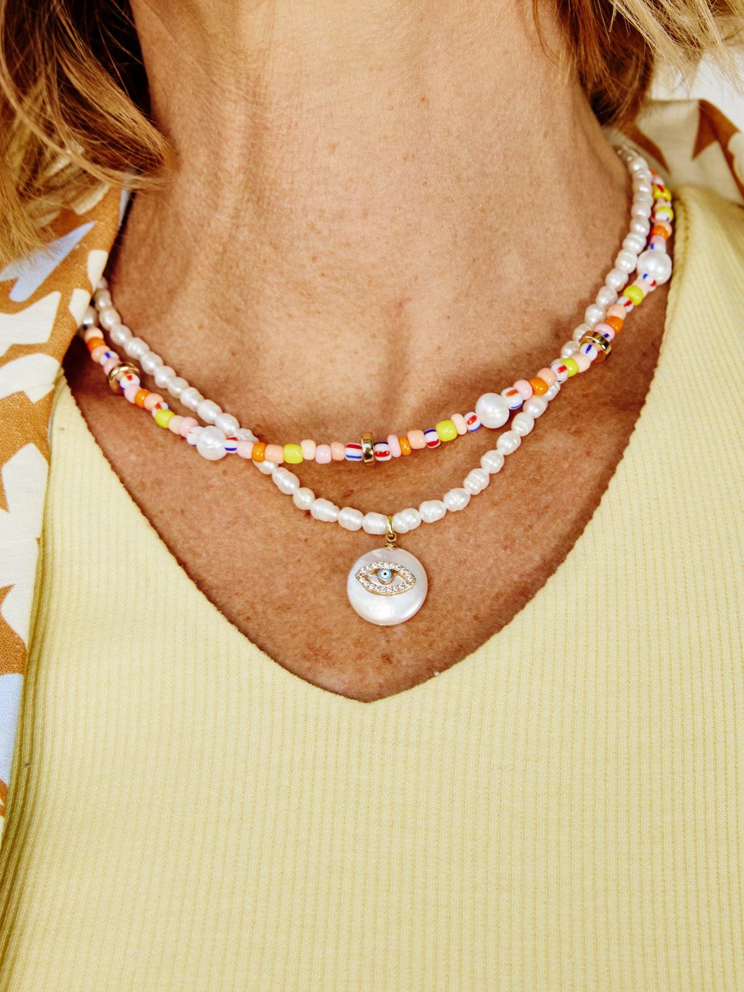 Lucky Eye Pearl Necklace - Multi