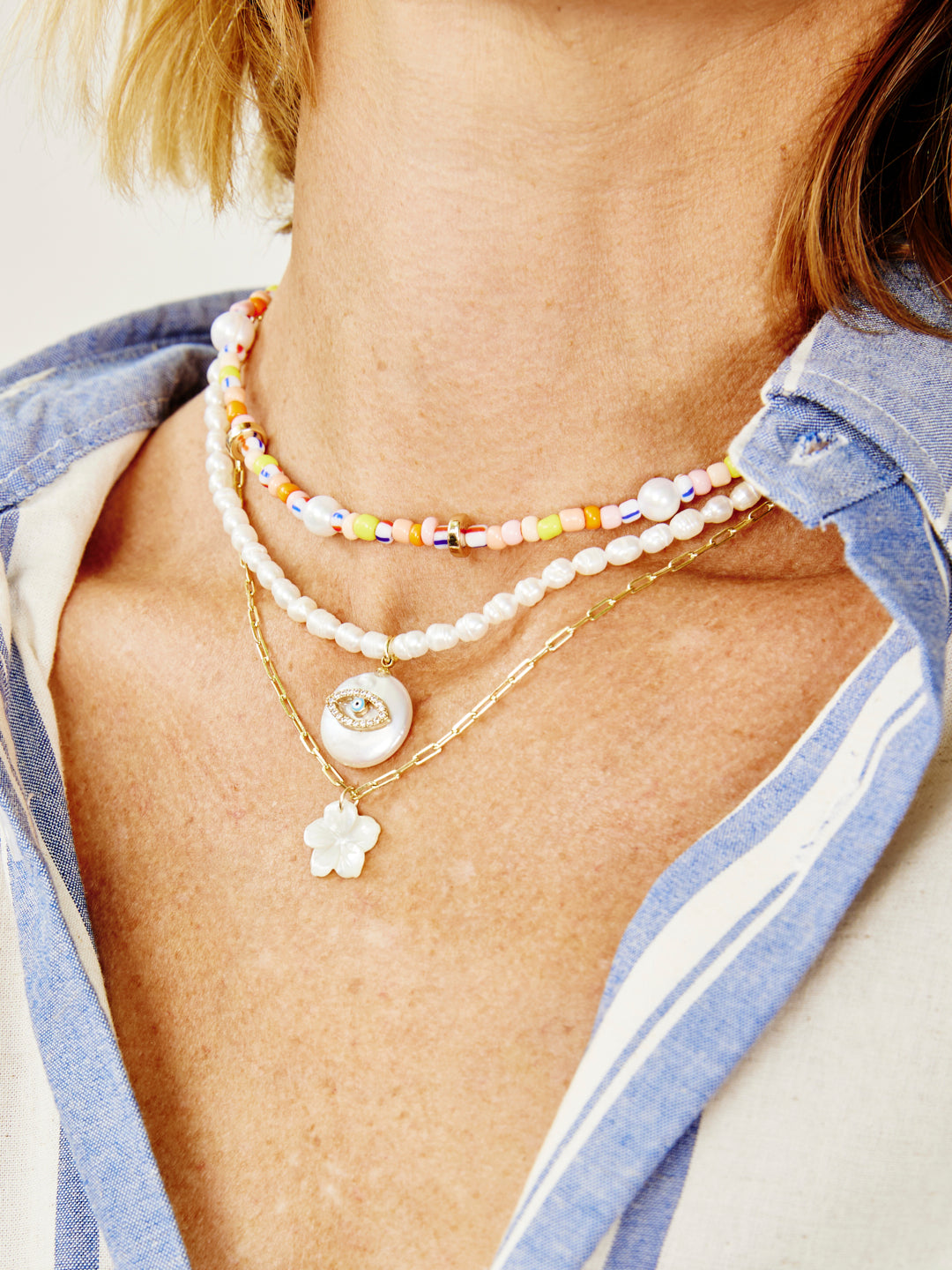 Pearl Fishers Bead Necklace  - Sunset