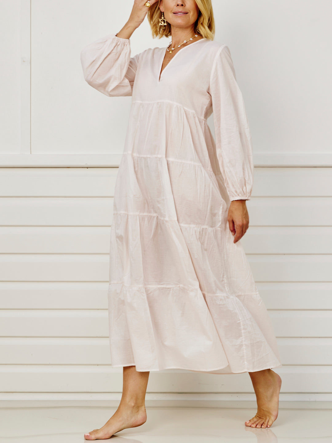 Costa Tiered Maxi / Coverup - Shell Pink