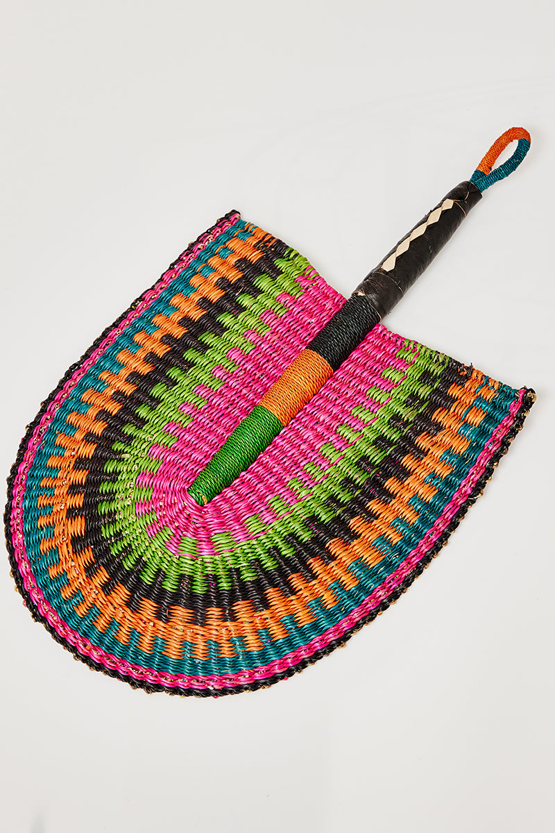 Woven Rainbow Fan - Dark Pink Centre