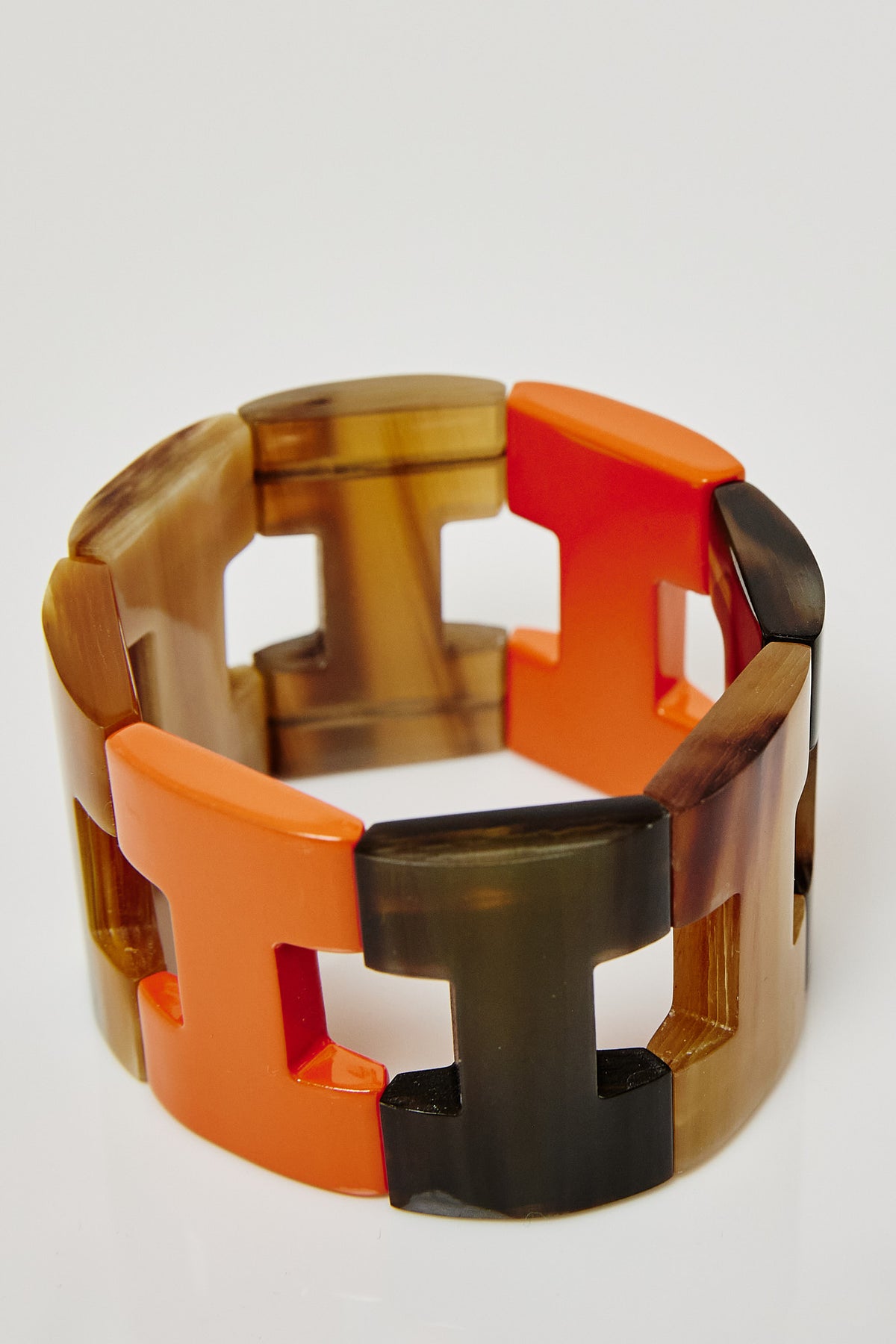 Lacquered H-Link Stretch Bangle - Orange