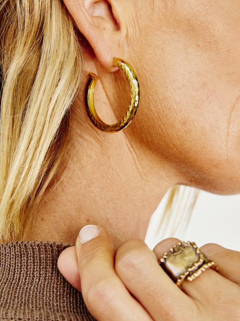 Hammered Gold Hoops