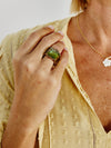 Bronze Enamel Rings - envelope - sea green