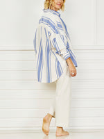 Medina Stripe Oversized Shirt - denim & ivory