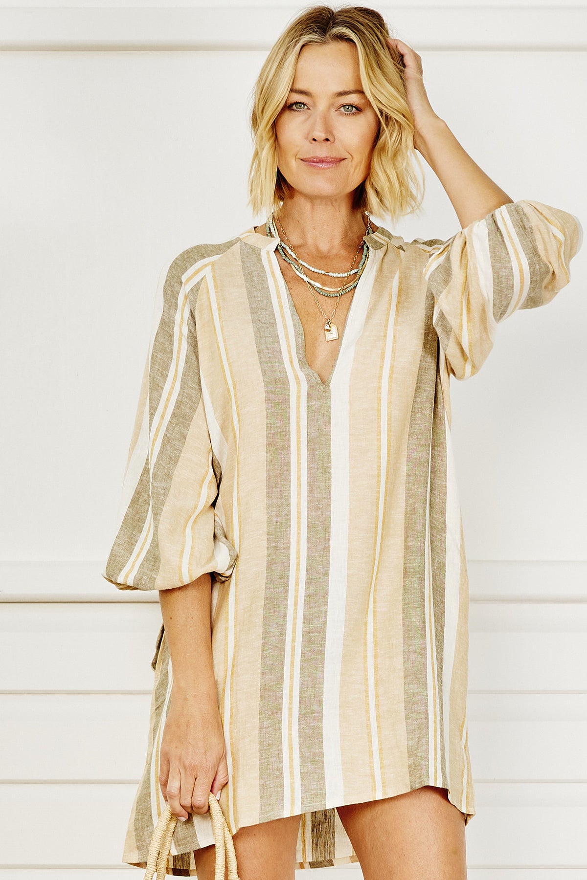 Medina Stripe Caftan - Earth