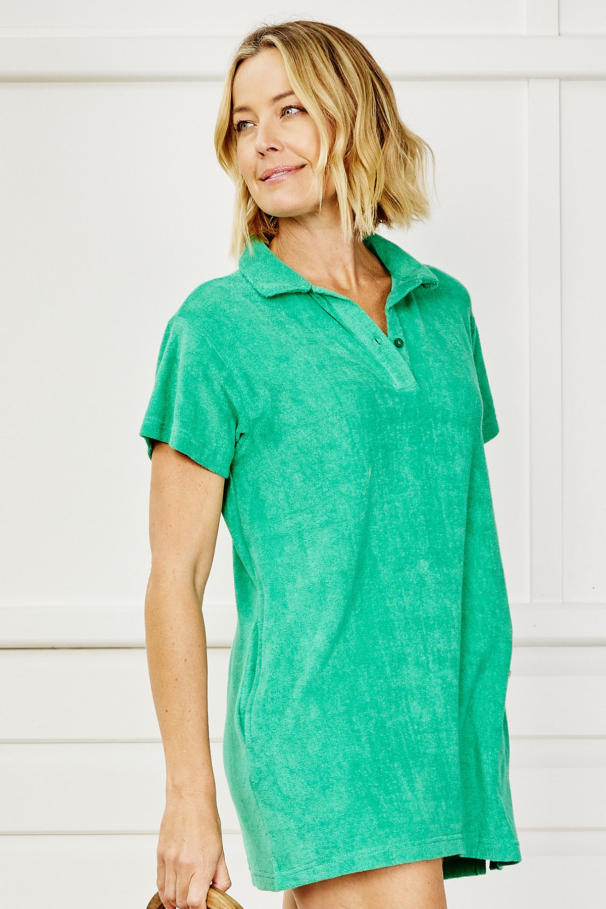 Terry Polo Dress  - Emerald Green