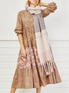 Blanket Check Scarf - boucle grey/pink
