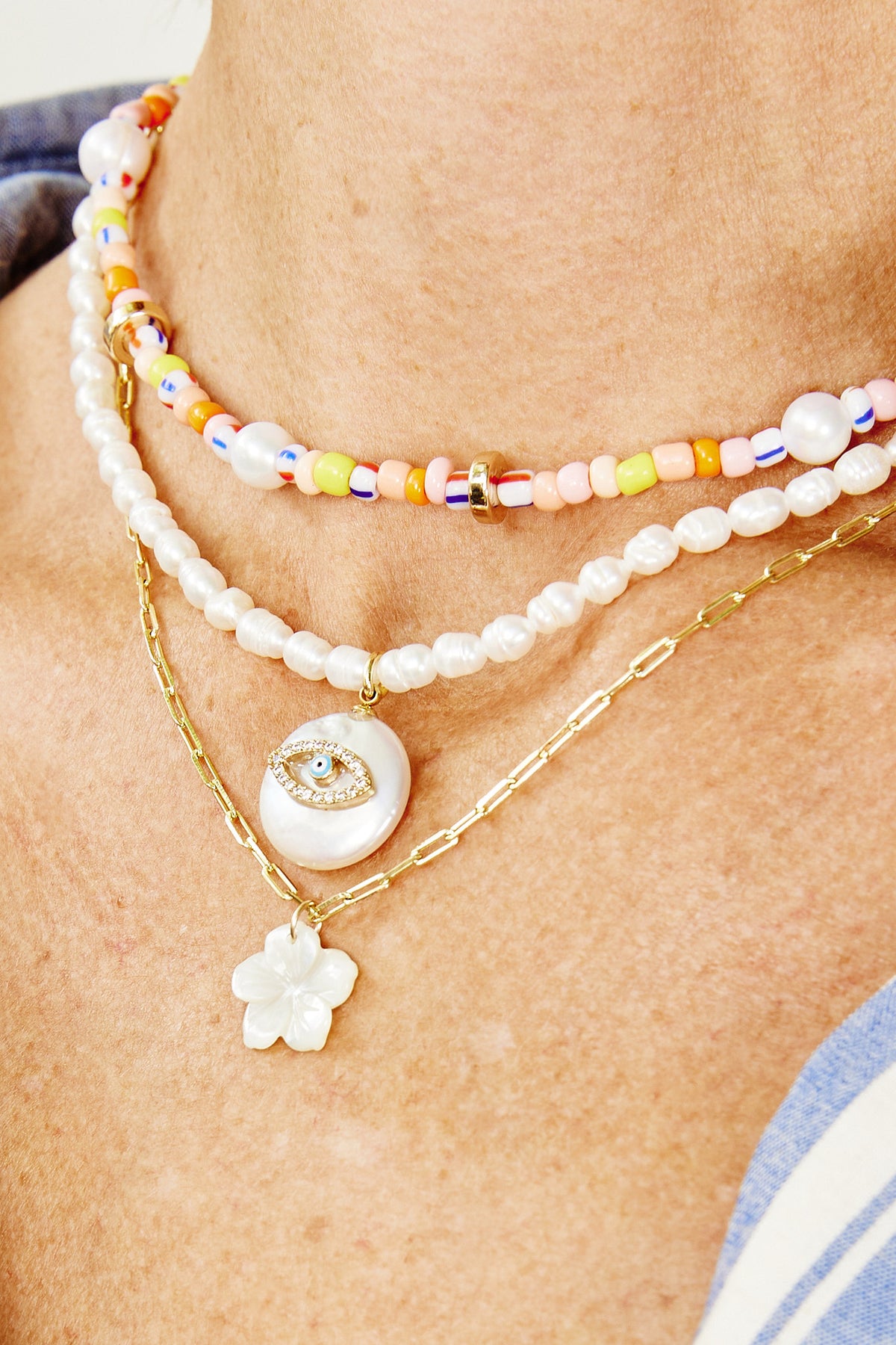 Pearl Fishers Bead Necklace  - Sunset