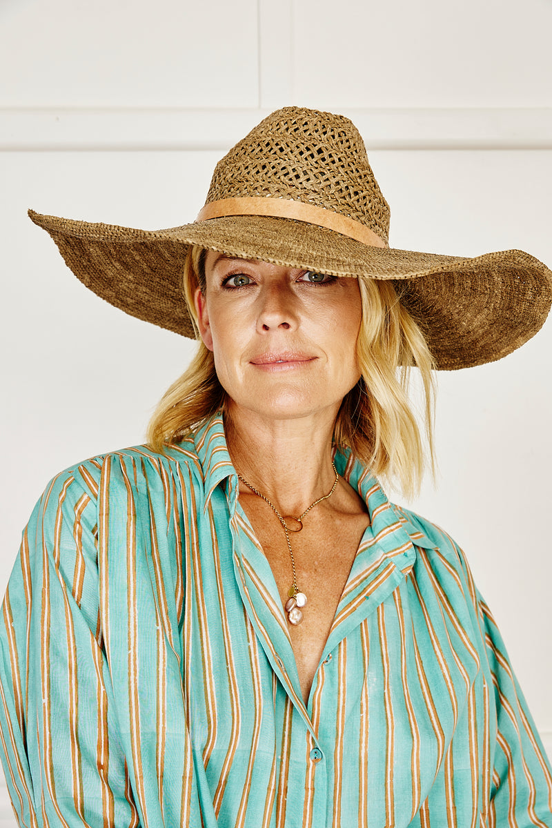 Paniolo Open Weave Sun Hat - mocha