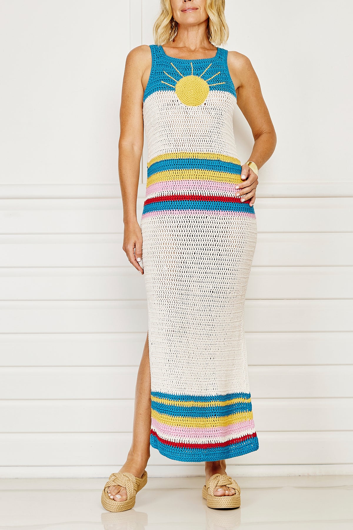 Aztec Crochet Maxi Dress - Multi