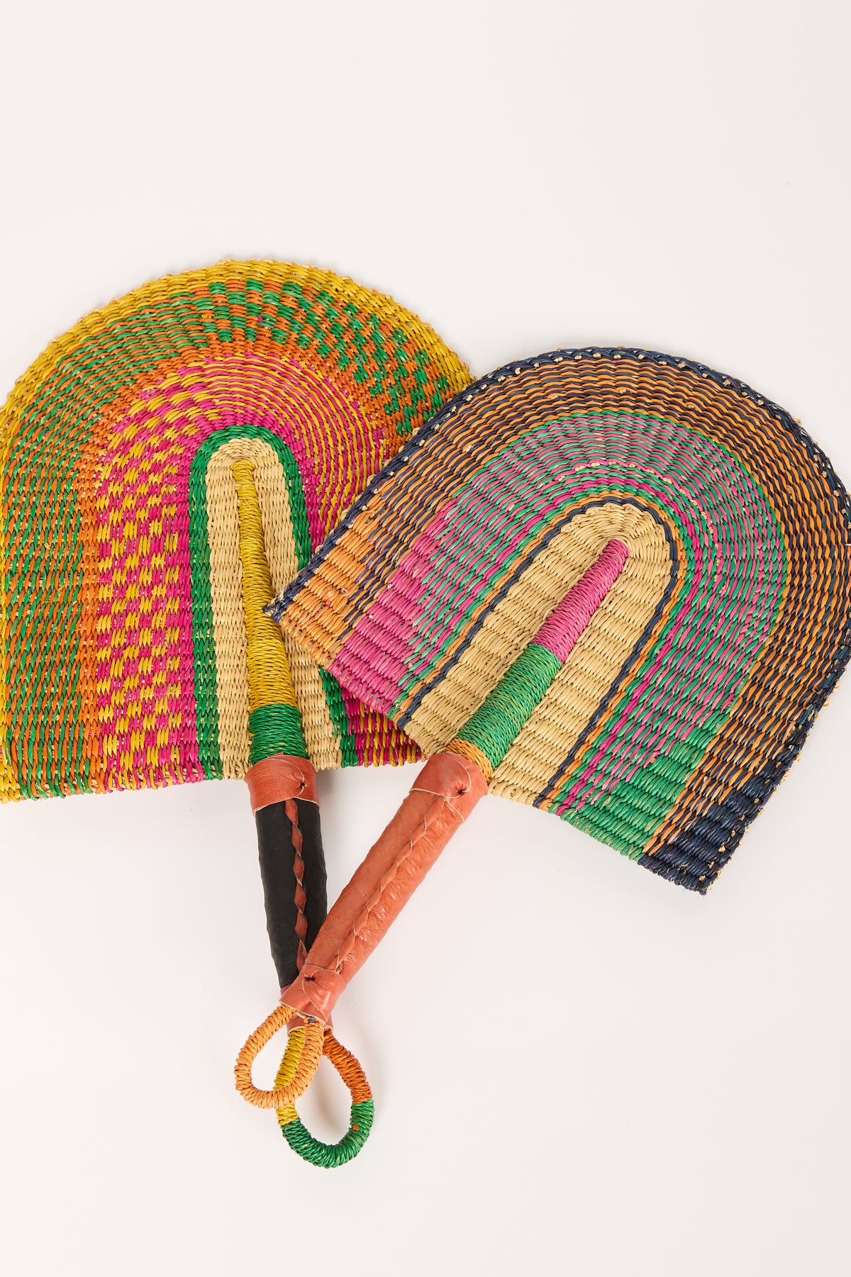 Woven Rainbow Fans - natural / coloured centre