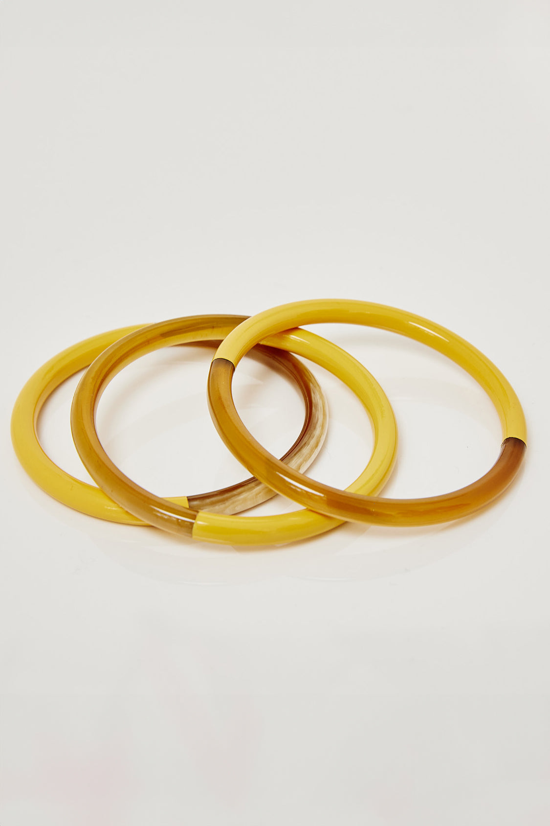 Lacquered 2-Tone Bangles Set/3 - Narrow - Yellow