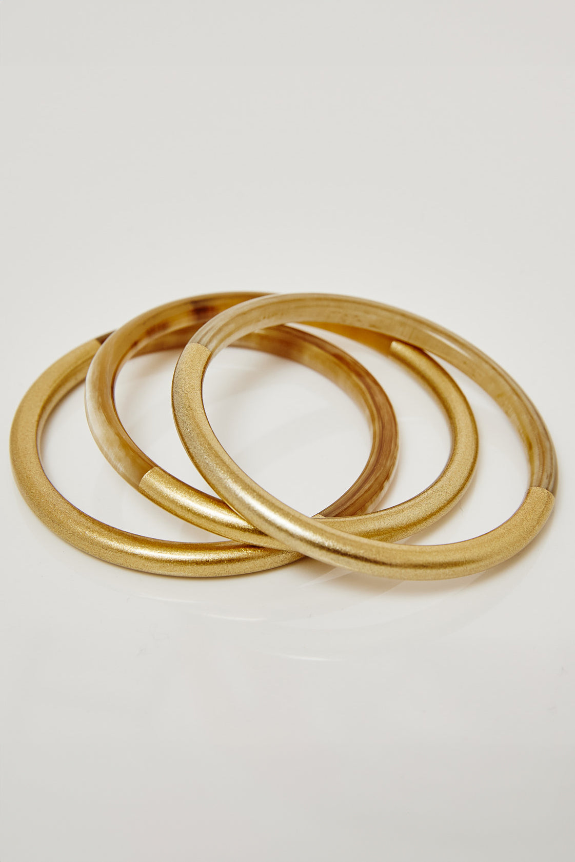 Lacquered 2-Tone Bangles Set/3 - Narrow - Gold