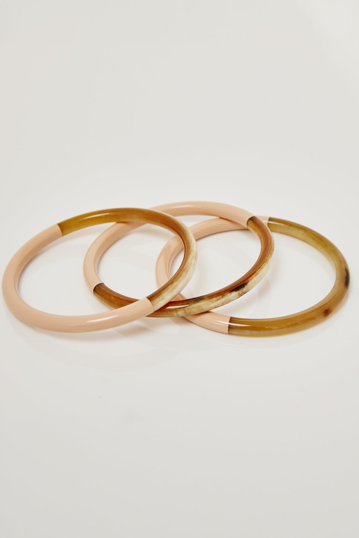 Lacquered 2-Tone Bangles Set/3 - Narrow - Blush