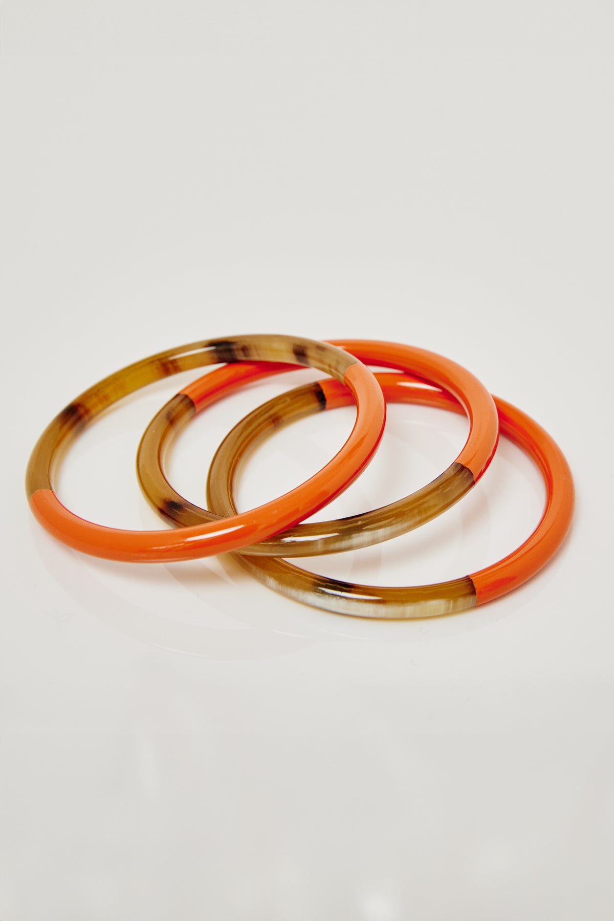 Lacquered 2-Tone Bangles Set/3 - Narrow - Orange