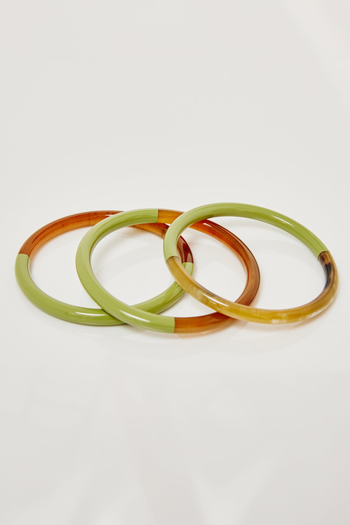 Lacquered 2-Tone Bangles Set/3 - Narrow - Green