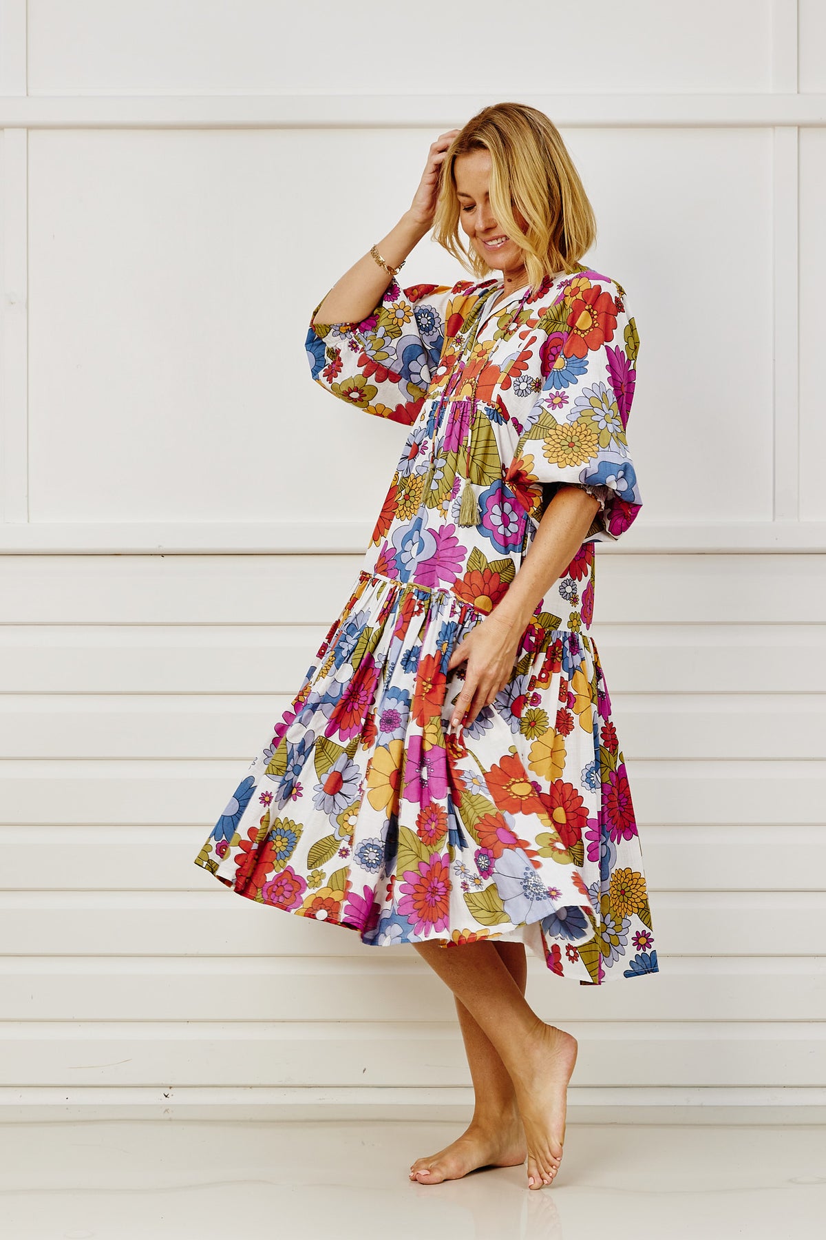 Corfu Smock Midi Dress - Flower Child