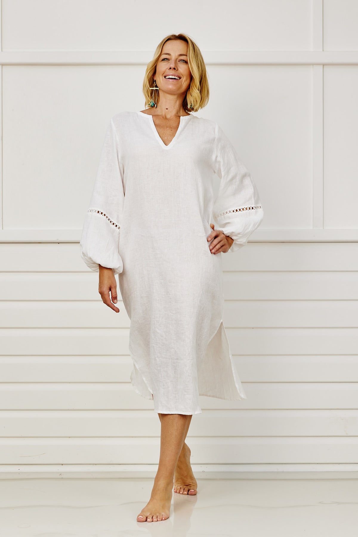 Azores Caftan Dress - Pale Ivory