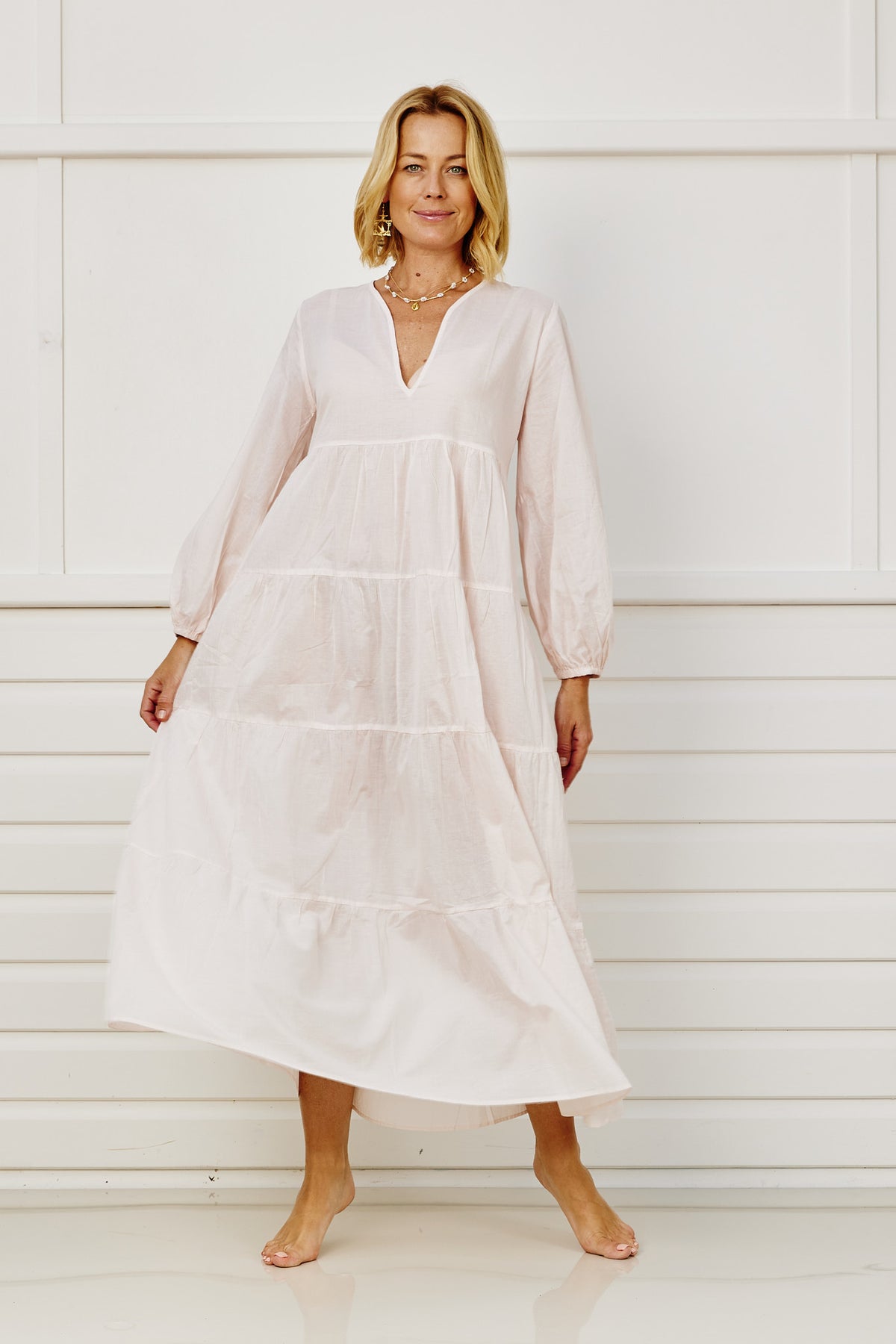 Costa Tiered Maxi / Coverup - Shell Pink