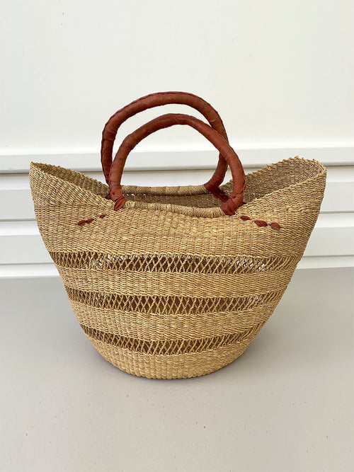 Sorrento Baskets - open weave, tan - now with poms