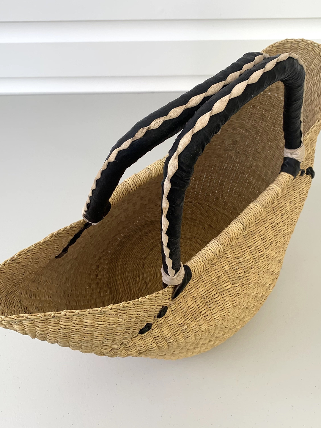 Sorrento Baskets - Black solid weave with Poms Poms