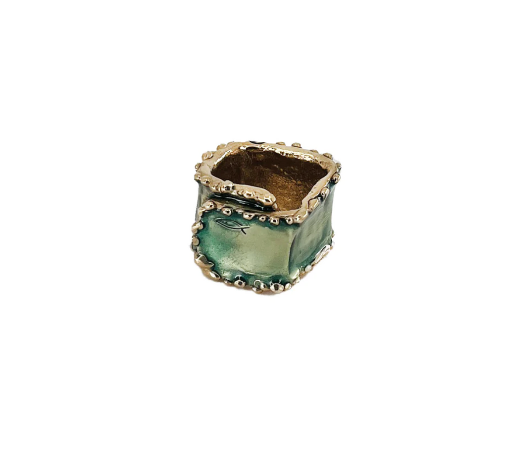Bronze Enamel Envelope Rings - Aqua – My Island Home