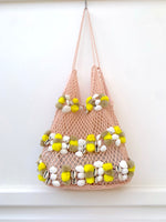 Ibiza Tote - blush with yellow pom
