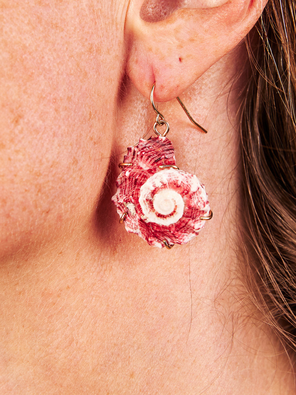 Shell Drop Earrings - Pink Turbans
