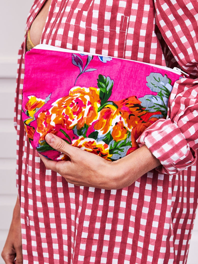 Beach Clutch - pink floral