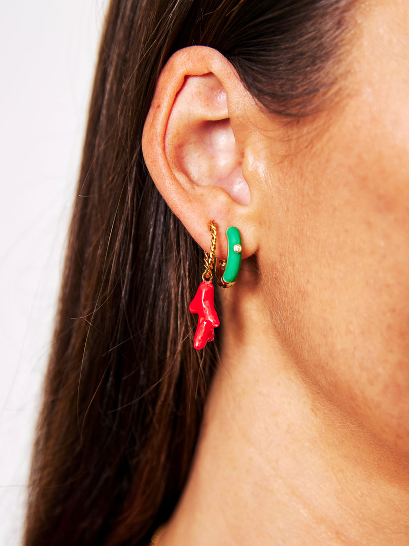 Enamel Mini Hoops - grass