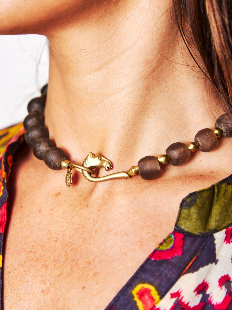 African Bead Necklaces - chocolate