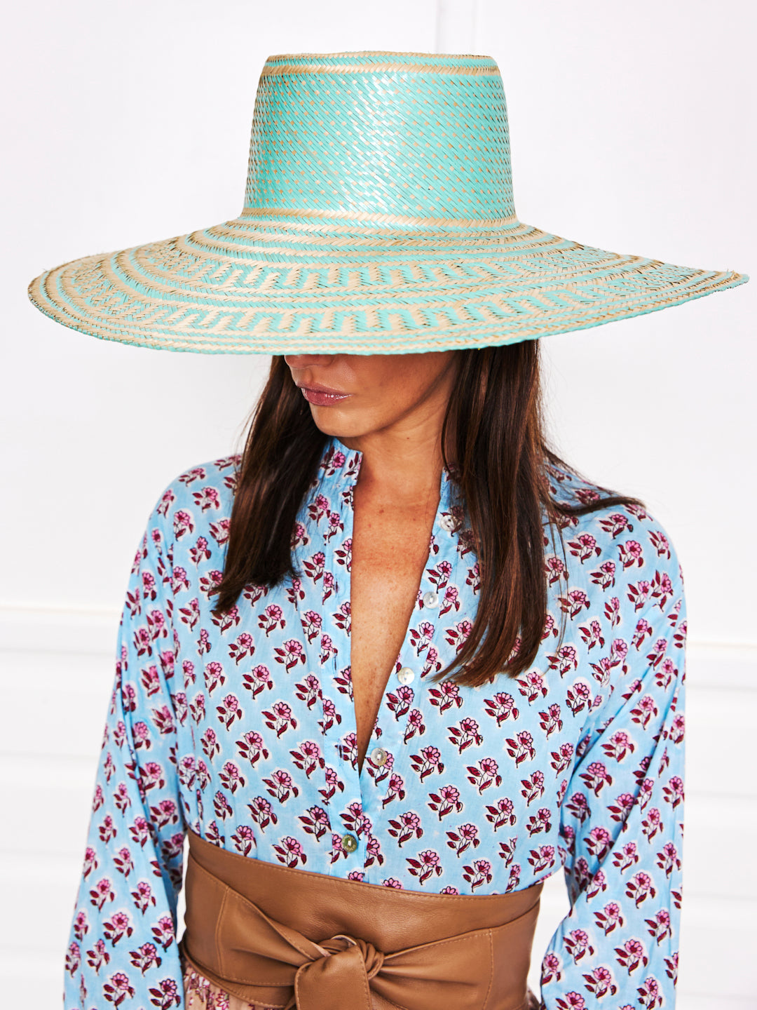 Colombian Woven Sun Hats - Aqua