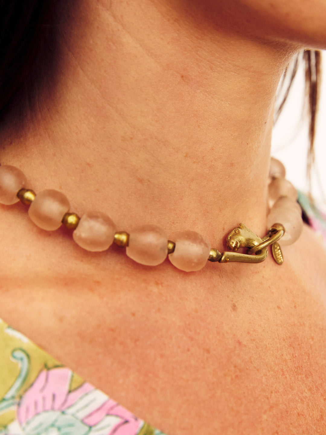 African Bead Necklace - Blush