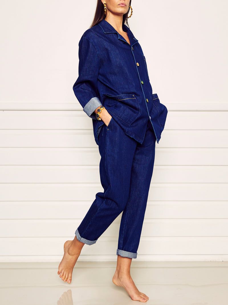 Indigo Denim Oversized Blazer