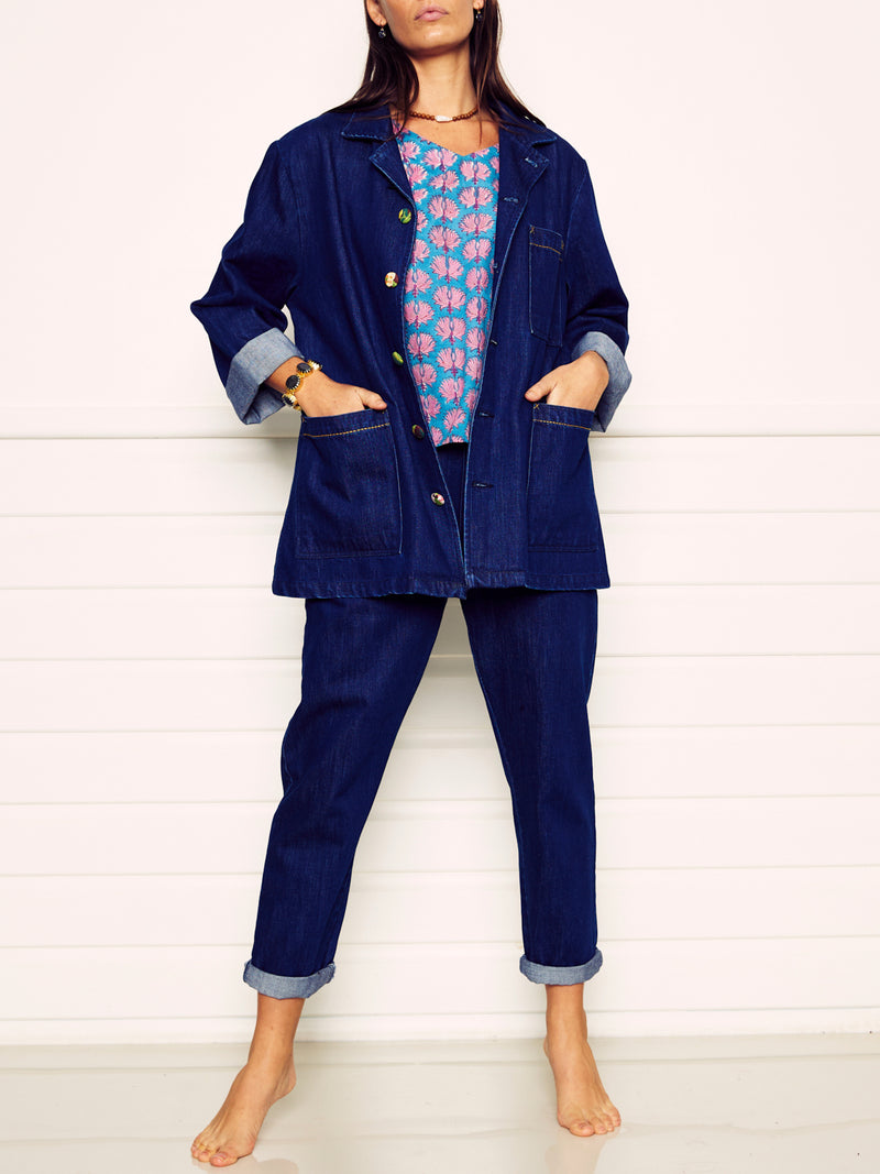 Indigo Denim Oversized Blazer