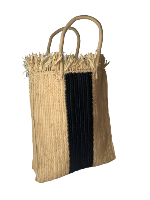 Fringed Tote - black stripe