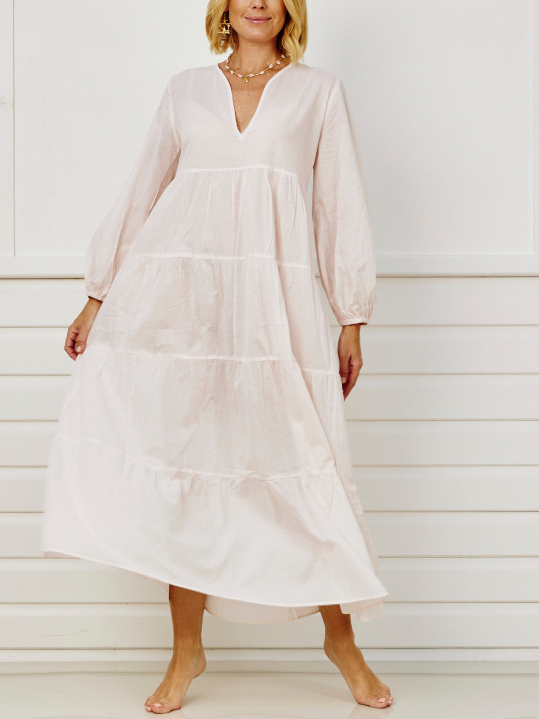 Costa Tiered Maxi / Coverup - Shell Pink