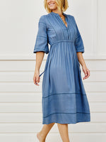 Algarve Pintucked Maxi - sea blue