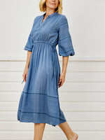 Algarve Pintucked Maxi - sea blue