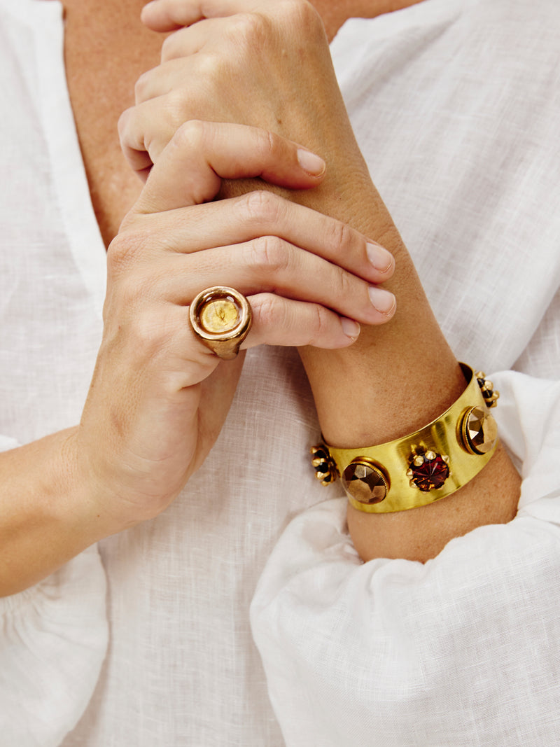 Bronze Goddess  Enamel Rings - round - sand